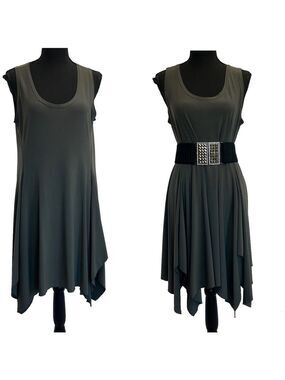 Sympli khaki green asymmetrical sleeveless dress Sz 10